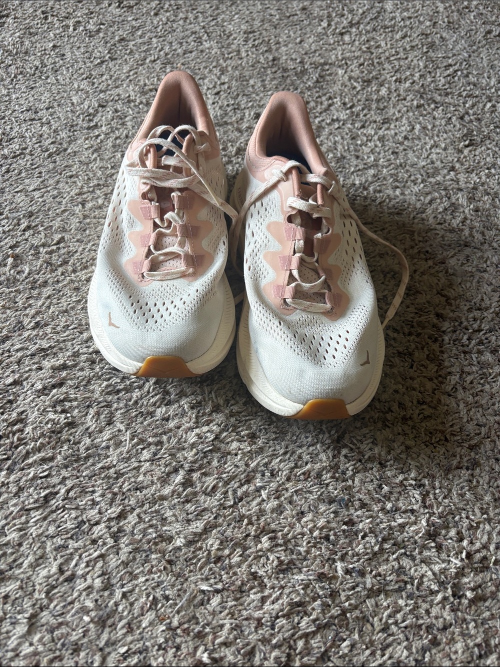 Women's White and Blush Hoka Running Shoes - Picture 1 of 3
